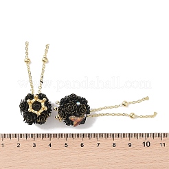 Handmade Flower Polymer Clay Rhinestone Tassel Dangle Beads&nbsp;CLAY-H003-02G-03