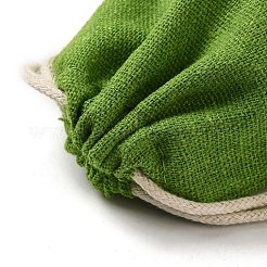 長方形の布包装袋  巾着袋  ライムグリーン  11.8x8.75x0.55cm&nbsp;ABAG-A008-01B-02