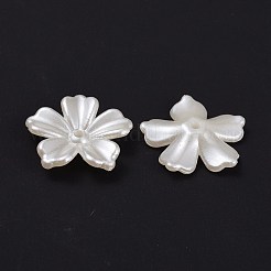 5 弁型ABSプラスチック製パール調花座ビーズキャップ  乳白色  20x20x4mm  穴：1.5mm&nbsp;OACR-R016-21