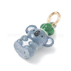 真鍮製エナメルペンダント  ゴールドカラー  コアラチャーム  18x12x7.5mm  穴：4mm&nbsp;KK-CBAE20A-01C-G