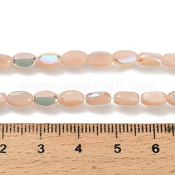 電気メッキオペークガラスビーズ  オーバル  多面カット  半分メッキ  ナバホホワイト  6.5~7x4~4.5x3mm  穴：0.8mm  約47~48個/連  12.52~12.91''（31.8~32.8センチメートル）&nbsp;EGLA-H112-06-HR07