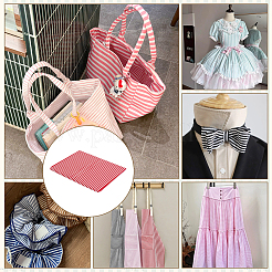 ストライプコットン生地  服装アクセサリー  レッド  1000x1600x0.3mm&nbsp;DIY-WH0671-390A
