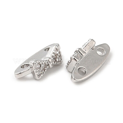 Brass Micro Pave Clear Cubic Zirconia Slide Charms&nbsp;KK-P239-14P