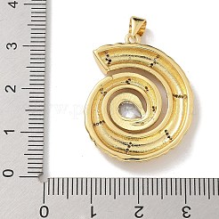 真鍮とガラスのペンダント  巻貝チャーム  18KGP本金メッキ  29x23.5x4mm  穴：4.5x3.5mm&nbsp;KK-M300-05G-01