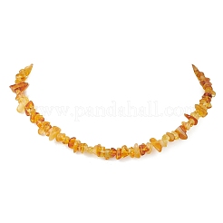 女性用天然琥珀チップビーズネックレス  ゴールドカラー  16.02インチ（40.7cm）&nbsp;NJEW-JN05871