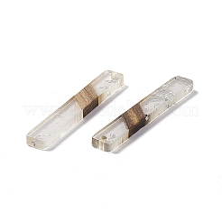 透明樹脂とウォールナット材のビッグペンダント  銀箔付き長方形チャーム  透明  52x7x3.5mm  穴：1.8mm&nbsp;RESI-M027-11E