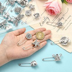 26Pcs 13 Styles Antique Silver Alloy Brooch&nbsp;JEWB-CJ0001-89
