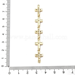 Brass Micro Pave Clear Cubic Zirconia 5 Cross Links Connector Charms&nbsp;KK-H539-15G