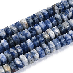 天然ブルースポットジャスパービーズ連売り  多面カット  六角  6.5~7x3~3.5mm  穴：0.8~1mm  約109~113個/連  14.76~15.16インチ（37.5~38.5cm）&nbsp;G-N357-14A-04