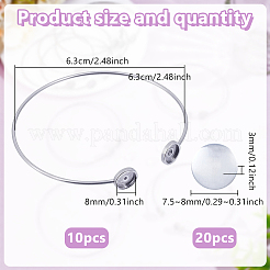 10Pcs 304 Stainless Steel Cuff Blank Bangle Bases with Round Tray&nbsp;STAS-HY0001-70