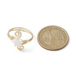 Natural Shell Cuff Ring&nbsp;RJEW-JR00645-01