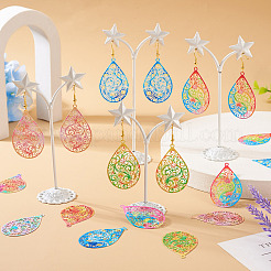 16Pcs 8 Colors Spray Painted 430 Stainless Steel Filigree Big Pendants&nbsp;STAS-TA0002-26