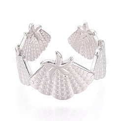 Adjustable 304 Stainless Steel Cuff Rings for Women&nbsp;RJEW-N052-01P