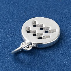 スターリングシルバーの星座チャーム925個  丸カン付き  銀色のメッキ  水瓶座  12x9x1.5mm  穴：3.5mm&nbsp;LS-STER-M118-01E
