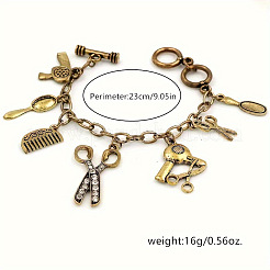 Vintage Alloy Hairdresser Tool Multi Charm Bracelets&nbsp;WGD715F-01