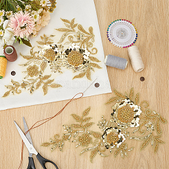 1Pair Flower Lace Polyester Embroidery Organza Ornament Accessories&nbsp;DIY-CY0002-32A