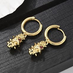 Brass Cubic Zirconia Hoop Earrings&nbsp;EJEW-Q015-01G