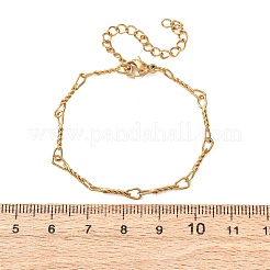 304ステンレススチール製ツイストボウノットリンクチェーンブレスレット（女性用）  PVD真空メッキ  長持ちメッキ  ゴールドカラー  5.59インチ（14.2cm）&nbsp;BJEW-F529-12G