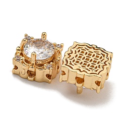 Brass Micro Pave Cubic Zirconia Beads&nbsp;KK-U037-05G-02