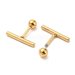 イオンプレーティング（IP）304ステンレススチールスタッドピアス  軟骨ピアス  コラム  ゴールドカラー  14x2mm&nbsp;EJEW-Z034-04D-G