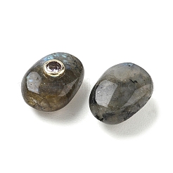 天然石ラブラドライトビーズ  真鍮マイクロパヴェキュービックジルコニアのパーツ  ナゲット  18x13x9.5~10mm  穴：2mm&nbsp;GG-CBA4B5A-01G-D