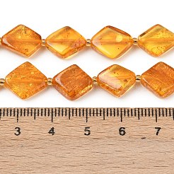 天然琥珀ビーズ連売り  菱形  シードビーズで  ゴールデンロッド  9~13x8~11x4~5.5mm  穴：0.7mm  約31~32個/連  15.08''~15.39''（38.3~39.1センチメートル）&nbsp;G-Z106-D01-02