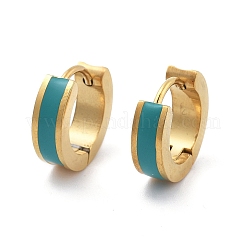 Ion Plating(IP) 304 Stainless Steel Enamel Hoop Earrings&nbsp;EJEW-P300-03G