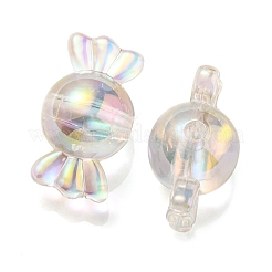 UVメッキレインボー虹色アクリルビーズ  ツートンカラーの二層ビーズ  キャンディ  クリアAB  15.5x29x15mm  穴：3mm&nbsp;PACR-E001-01H