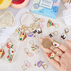 Food Theme Alloy Enamel Pendant Locking Stitch Markers&nbsp;HJEW-SC00018