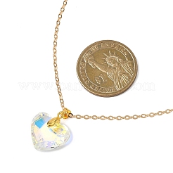 Clear AB Glass Faceted Heart Pendant Brass Cable Chain Necklaces for Women&nbsp;NJEW-JN05641