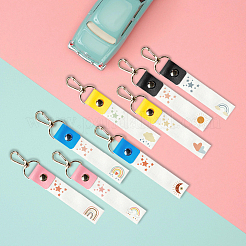 PUレザー&コットンネームマーカーキーホルダー  亜鉛合金キーホルダー付き  混合図形  13x2cm&nbsp;AJEW-WH0514-011