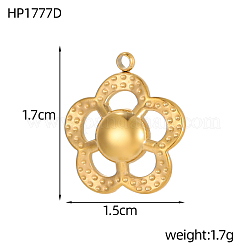 304ステンレスペンダント  イオンプレーティング（ip）  花のチャーム  14KGP本金メッキ  17x15mm  穴：2mm&nbsp;SA-OY002-13G