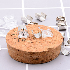 合金とプラスチックのベースバックル  毛髪パーツ  DIYヘアタイアクセサリー用  プラチナ  9x8mm  内径：5mm  100セット /バッグ&nbsp;OHAR-PW0001-211