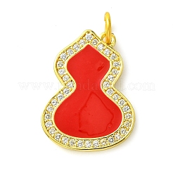 Rack Plating Brass Micro Pave Clear Cubic Zirconia Pendants&nbsp;KK-G501-14G