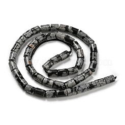 天然スノーフレークオブシディアンの石ビーズ連売り  コラム  7.5~8x6mm  穴：1.2mm  約48~50個/連  15.16''~15.31''（38.5~38.9センチメートル）&nbsp;G-Q1008-A02