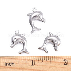 変色しにくいドルフィン 304 ステンレス ペンダント  ステンレス鋼色  21x16x4mm  穴：1mm&nbsp;STAS-I045-29