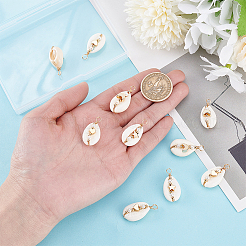18Pcs 3 Styles Natural Cowrie Shell Pendant&nbsp;PALLOY-GO00044