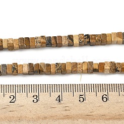 天然石ピクチャージャスパービーズ連売り  正方形  4x4x2.5~3mm  穴：1mm  約156~164個/連  15.08''（38.3cm）〜15.35''（39cm）&nbsp;G-I394-A01