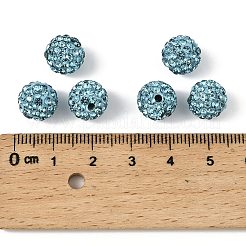 パヴェボールディスコビーズ  樹脂粘土ラインストーンビーズ  グレードA  アクアマリン  pp13（1.9~2mm）  10mm  穴：1mm&nbsp;RB-Q195-10mm-202