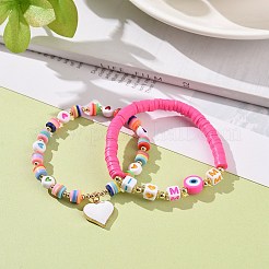Word I Love Mom Acrylic Beaded Bracelet Sets for Mother's Day&nbsp;BJEW-JB09044