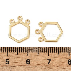 真鍮製六角形シャンデリア部品リンク  長持ちメッキ  ニッケルフリー  18KGP本金メッキ  14x10.5x1mm  穴：1.2mm&nbsp;KK-B137-05G
