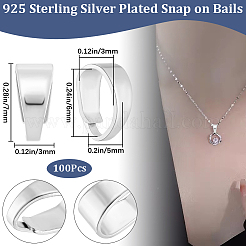 真鍮スナップオンベイル100個  925銀メッキ  7x5x3mm&nbsp;KK-BBC0014-76S