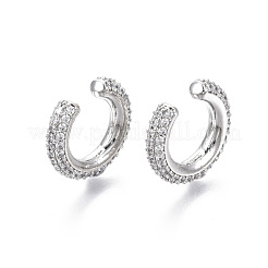 Brass Micro Pave Clear Cubic Zirconia Cuff Earrings&nbsp;EJEW-R114-026P-NF