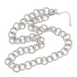 12mm 304ステンレススチール テクスチャリングリンクチェーンネックレス（女性用）  変色しない  ステンレス鋼色  17.72インチ（45cm）&nbsp;NJEW-Z115-11P