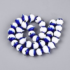 手作りランプワークビーズ  フグ  ブルー  12~14x12~14x16~18mm  穴：1.2~1.5mm&nbsp;LAMP-Q039-12C