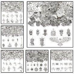 60本10スタイルアロイペンダント  ちょう結びのチャーム  アンティークシルバー＆プラチナ  10~23x9.5~19.5x2~5mm  穴：1~2.5mm  6個/スタイル&nbsp;FIND-YW0006-44