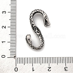 チベットスタイルの304ステンレススチールSフック留め具5個  ヘビ  アンティークシルバー  27x14x4mm&nbsp;STAS-UN0040-71