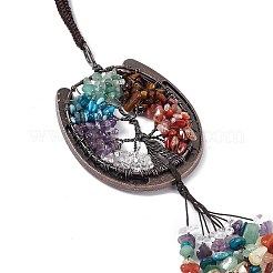 7 Chakra Gemstone Chip Tree of Life Pendants Decoration&nbsp;G-F733-06A