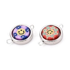 Polymer Clay Beads with CCB Plastic Frame Connector Charms&nbsp;CLAY-T022-35M-04