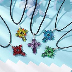 Transparent Electroplate Glass Pendant Necklaces&nbsp;NJEW-MZ00040